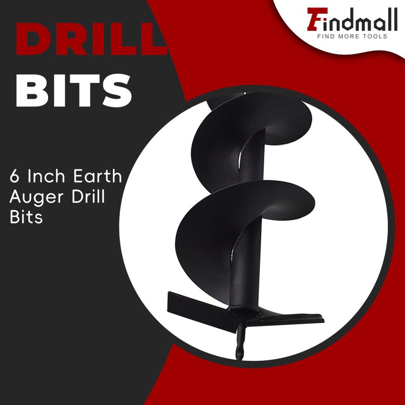 findmall Earth Auger Drill Bits 4" 6" 8" 10" 12" for Gas Powered Post Fence Hole Digger (6inch) Hole Inner Diameter 3/4 Inch - Image 2